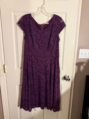 Women's Purple Lace Fit-and-Flare Dress